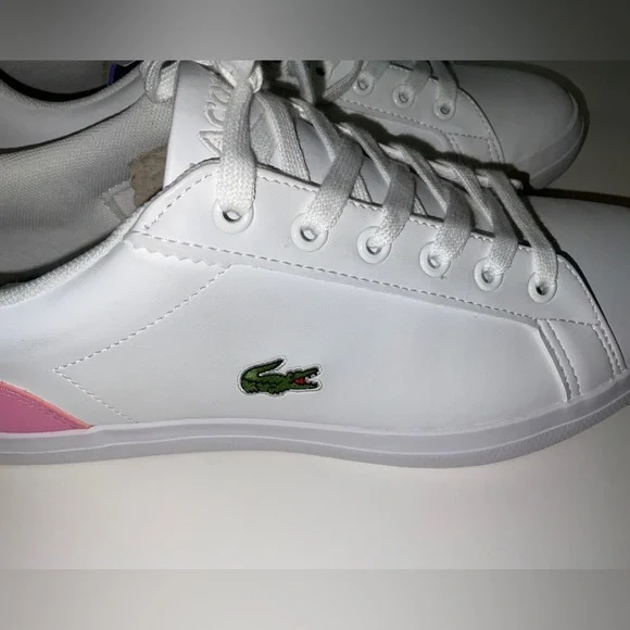 NIB Women’s Lacoste Lerond Sneakers White & Pink Size 6 - Picture 2 of 6